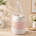 YOUD Rope Handbag | Cotton Tote Handmade Bag for Women | Woven Stylish Shopping Purse (White)
