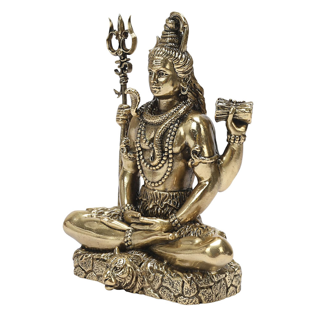 ARTVARKO Pure Brass 3 Inch Lord Shiva Idol Meditating Shiv Padmasana Bholenath Sitting Statue Gift Item for Home