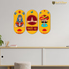 Artvibes Padharo Sa Rajasthani Art Wooden Wall Hanger for Home | Office | Living Room | Gift | Modern Decoration Items | Kitchen Wall Decor | Artworks (WH_9023N), Set of 3