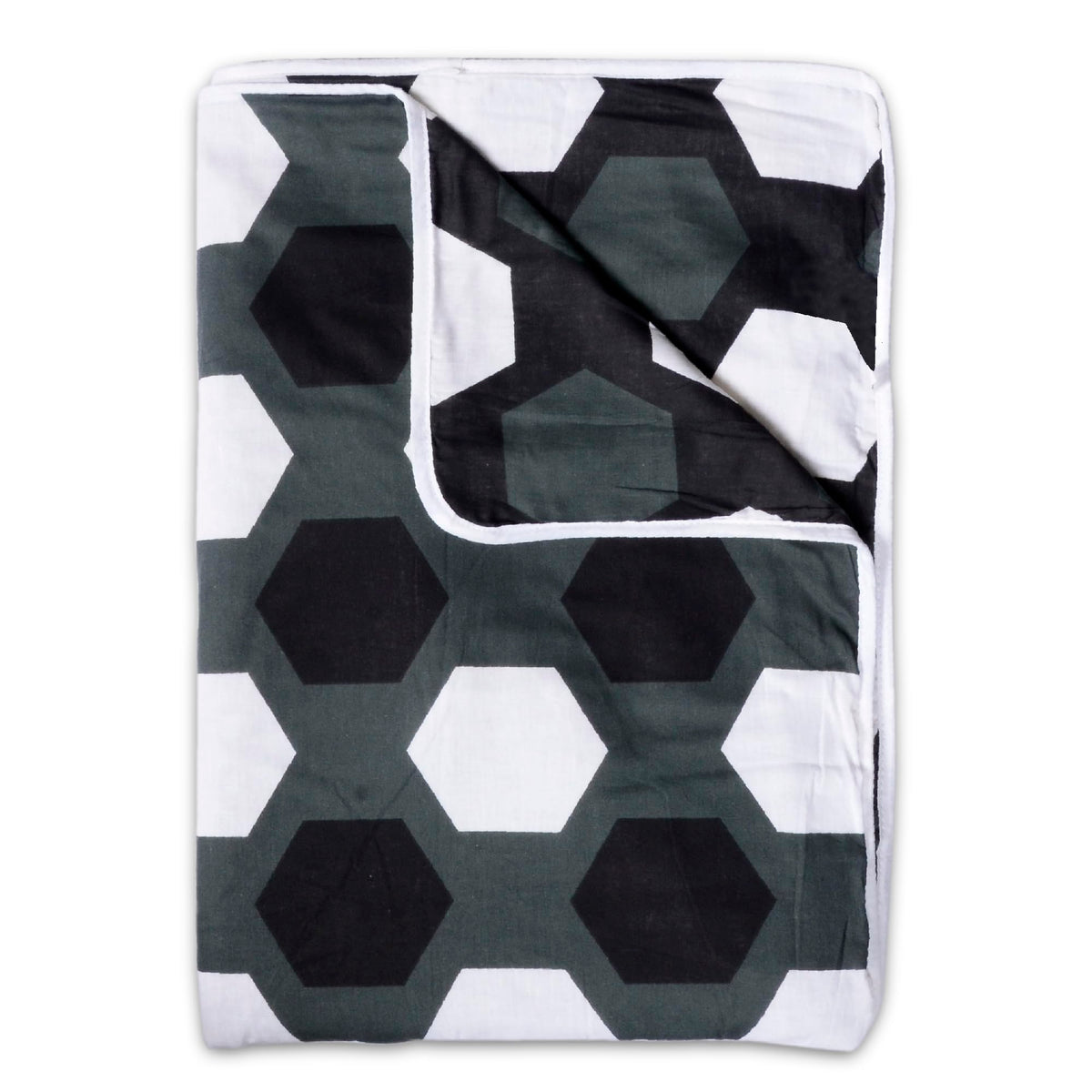 Divine Casa TC - 120 Printed Three-Layer Cotton Cambric Reversible AC Dohar Blanket for Single Bed Soft, Lightweight, Tawny Olive & Trigonal Design Kafalo