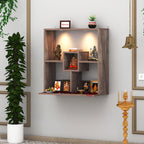 Redwud Shally Engineered Wood LED Light Wall Mounted Puja Temple for Home & Office | Modern Design Stylish God Stand Pooja Mandir | Coachwood (D.I.Y-Installation)