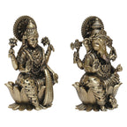 ARTVARKO Fine Brass Laxmi Ganesha Idol Lakshmi Ganesh Murti Statue Pooja Gift and Home Décor (Size 6x5x10 cm)