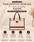 Pramadaa Pure Luxury Classic Madona Work Tote bags for women office use | hand bags for women's stylish | bags for women latest | Laptop Office Shoulder Handbag. (Walnut Beige)