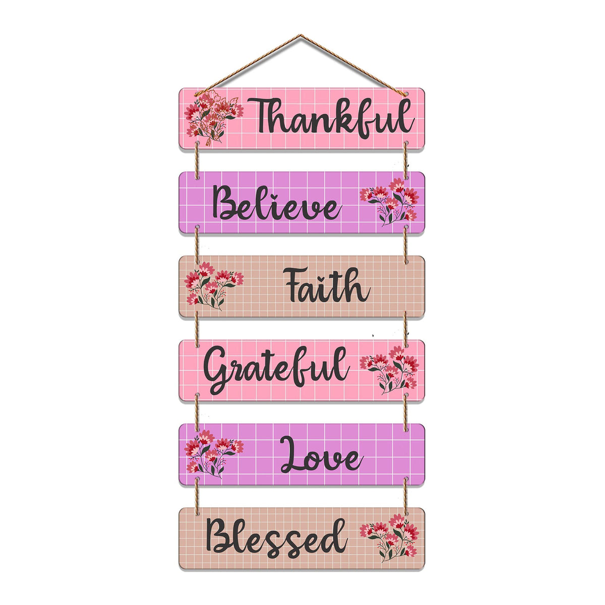 Artvibes Decorative Wall Hanging Wooden Art Decoration item for Living Room | Bedroom | Home Decor | Gifts | Quotes Decor Item | Wall Art For Hall | Mdf Wall Decoration, Set of 6 (WH_3273NR)