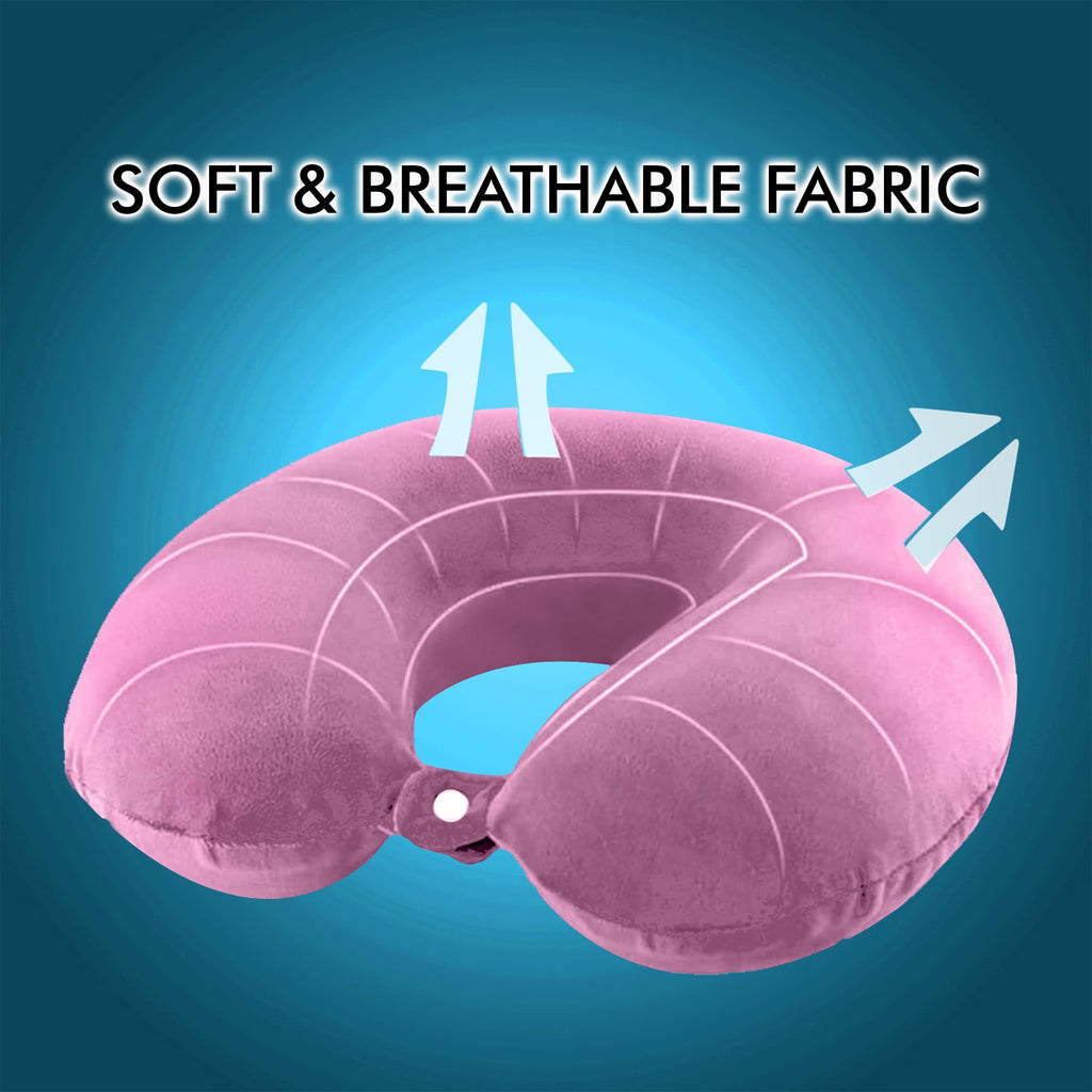 Travel Pillow Inflatable [UPGRADED] Portable Head Neck Rest Pillow for Airplane Ergonomic Design Flight Pillow for Office Napping Airline Traveling Bus Car Train Camping-Free Eye Mask&Earplug Included