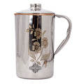 Indian Art Villa Steel Copper Floral Design Jug Pitcher with Lid, Storage & Serving Water, Beneficial for Health, Volume-1000 ML