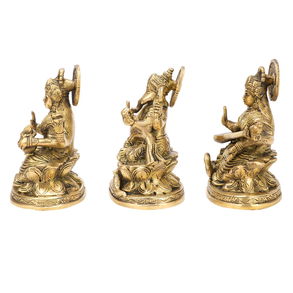 ARTVARKO Brass Lakshmi Ganesha Saraswati Idol Ganesh laxmi Murti Statue for Puja Home Office Success Entrance Decor Diwali Pooja Good Luck Gift 5 Inches