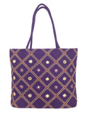 SriShopify Handcrafted Bags For Women Cotton Tote bag Traditional Tote Bag Cotton Handmade christmas gifts for women Wedding gifts for new year gifts Marriage 30x40x10 Medium, Violet