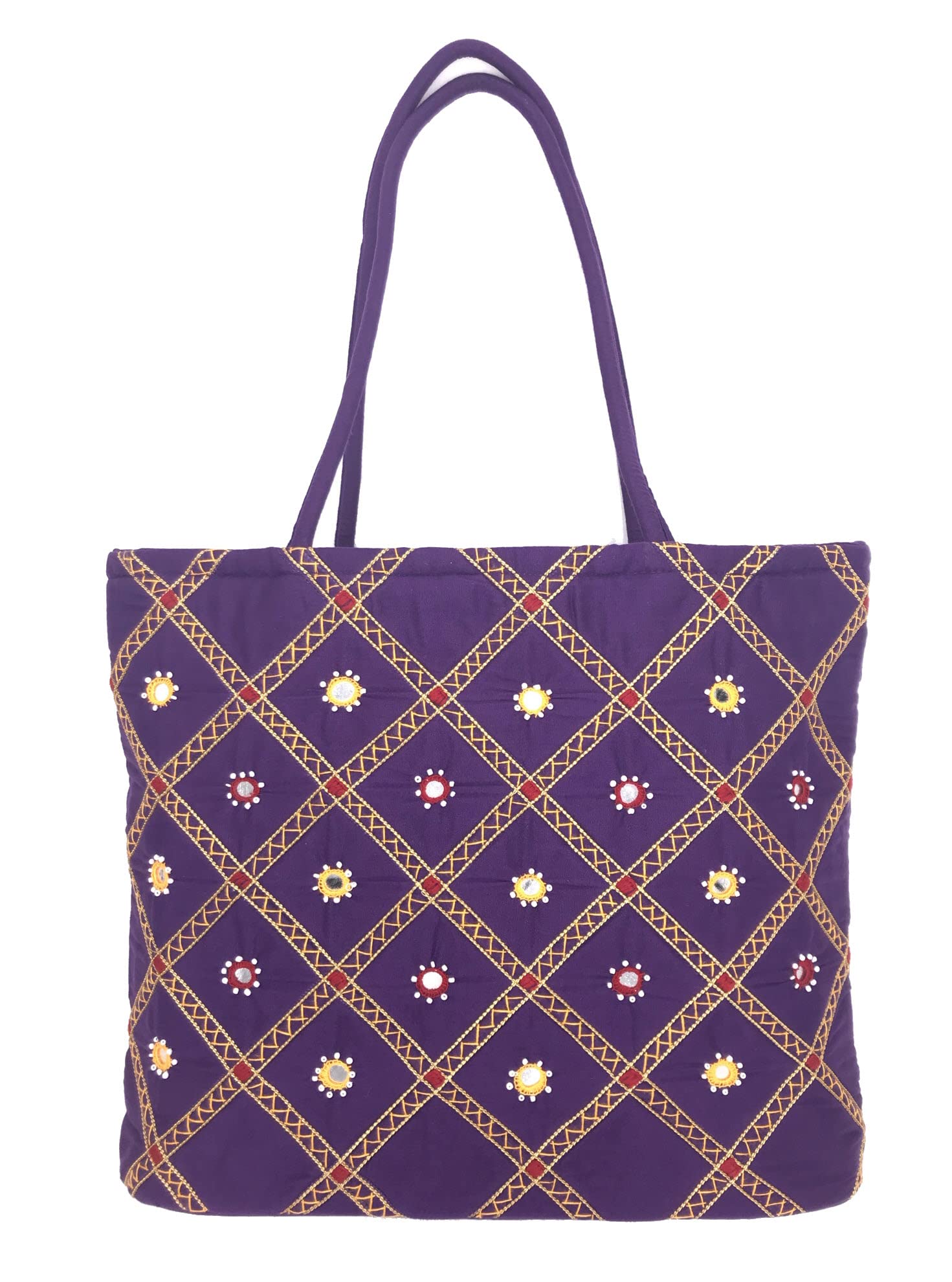 SriShopify Handcrafted Bags For Women Cotton Tote bag Traditional Tote Bag Cotton Handmade christmas gifts for women Wedding gifts for new year gifts Marriage 30x40x10 Medium, Violet