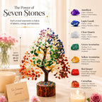 Crocon Seven Chakra Tree of Life for Positive Energy - Feng Shui Decor, Fake Bonsai, Crystals and Healing Stones, Money Tree, Room Decor 7 Chakra, Stone, Healing Crystals, Spiritual Gifts