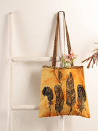 Ravaiyaa - Attitude is everything Cotton Shoulder Bag/Tote Bag For Women| Printed Multipurpose Handbag With Top Zip | Best For Shopping, Travel, Work, Beach, Office, College (Orange Dream Catcher)