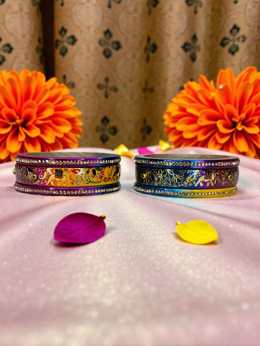 NY Lifestyles Lac Bangle Set for Women (Set of 6) | Elephant Print Glossy Finish Bangles | Traditional Rajasthani Cultural Design | Handmade Ethnic Jewelry for Festivals, Weddings & Daily Use (Multi, Size 2.8)