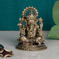 ARTVARKO Brass Ganesha Lord Ganesh Bhagwan Idol Ganpati Murti Statue for Home Office Entrance Decor Gift (Small 5x4x7 cm)