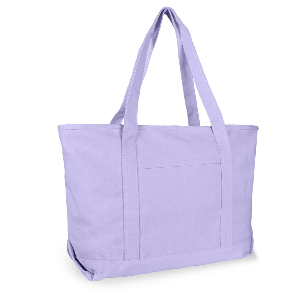 DALIX Womens 23 Deluxe 24 oz. Cotton Canvas Tote Bag Zippered, Lavender, Large