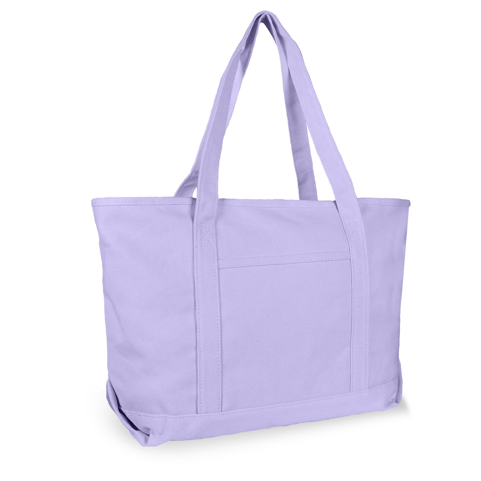 DALIX Womens 23 Deluxe 24 oz. Cotton Canvas Tote Bag Zippered, Lavender, Large