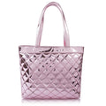 STARWINGS Women’s Glossy Quilted Tote Handbag – Premium PU Leather Shoulder Bag with Zipper Back Pocket | Stylish Office, Casual & Party Carry Bag for Ladies (Pink)