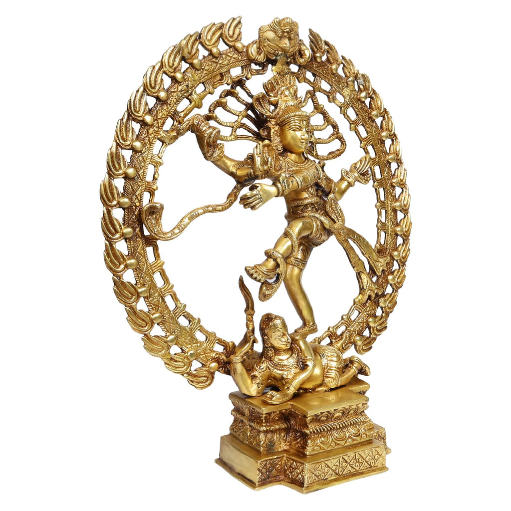 ARTVARKO Big Brass Natraja Idol Natrajan Lord Shiva Ji Dancing Natraj Murti for Temple Mandir Home Décor 16 Inches