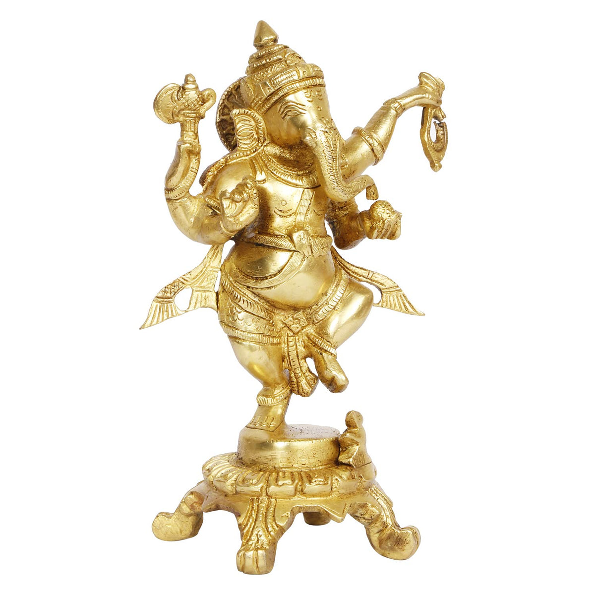 ARTVARKO Brass Ganesha Bhagwan Idol Dancing Ganesh Standing Statue Ganpati Murti for Temple Puja Home Entrance Décor Luck Gift Height 8 Inch