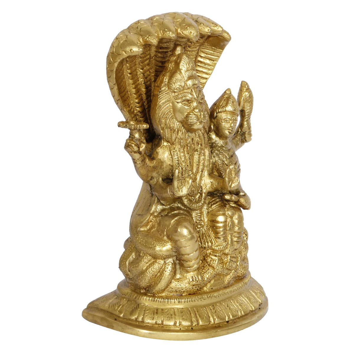 ARTVARKO Lakshmi Narasimha Murti Brass Vishnu Laxmi Narayan Sheahnaag Idol Statue Showpiece for Home Puja Pooja Room Temple Mandir Decor 7.5 Inches