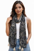 Women’s Printed Fashion Scarf for Women & Girls | Soft Lightweight Neck Wrap Stole with Tassels | Stylish Casual Daily Wear Scarf