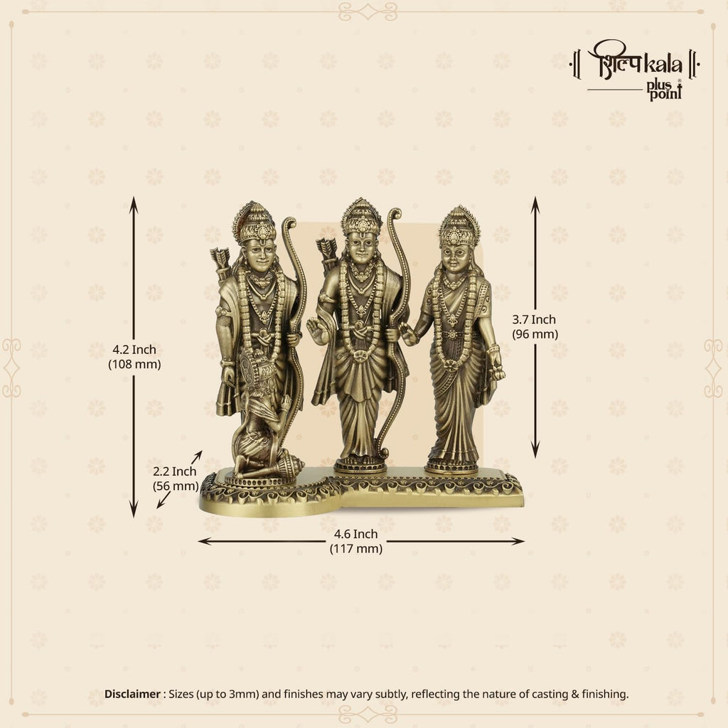 Shilpkala 4.3 Inch Brass Ultra Fine Ram Darbar Idol for Home & Office, Pooja, Table Decor, Worship & Gift