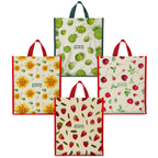 DOUBLE R BAGS Unisex Big Eco Cotton Canvas Shopping Bag for Grocery, Milk, Fruits & Vegetables | Reusable Jhola Tote with Reinforced Handles | Multi Print, 34x9.5x39.5 cm, 1 Compartment (Pack of 4)