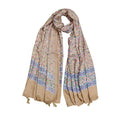 JAHAN TEXTILE Floral Printed Scarf for Women | Soft Lightweight Dupatta/Stole with Tassels | Elegant Ethnic & Casual Wear Wrap | Stylish Designer Shawl for All Seasons (Khakhi)