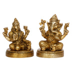 ARTVARKO Brass Lakshmi Ganesh Luxmi Ganesha Statue Mangalkari Ganpati Laxmi Idol Murti for Home Décor Showpiece Office Mandir Gift 4 Inch