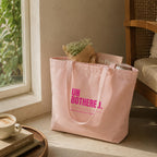 STORE Baby Pink Tote Bag | Minimal Aesthetic Canvas Tote Bag for Women | Reusable Shoulder Bag for Shopping Travel College and Daily Use (Unbothered)