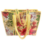 Bazaar Bhoot Edition Premium Cotton Quilted Shopping Tote Bag - Multipurpose Long Lasting Foldable Reusable Bag with zipper for Shopping, Travel & Daily Use - Made in India (Floral Beige)