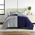 Hotel Collection 150 Gsm All Season Comforter Double Bed AC Blanket/Quilt/Rajai Soft & Breathable Microfiber Lightweight (90 X100 Inches) - Double Bed Comforter - Navy Blue/Silver Grey Color Kafalo