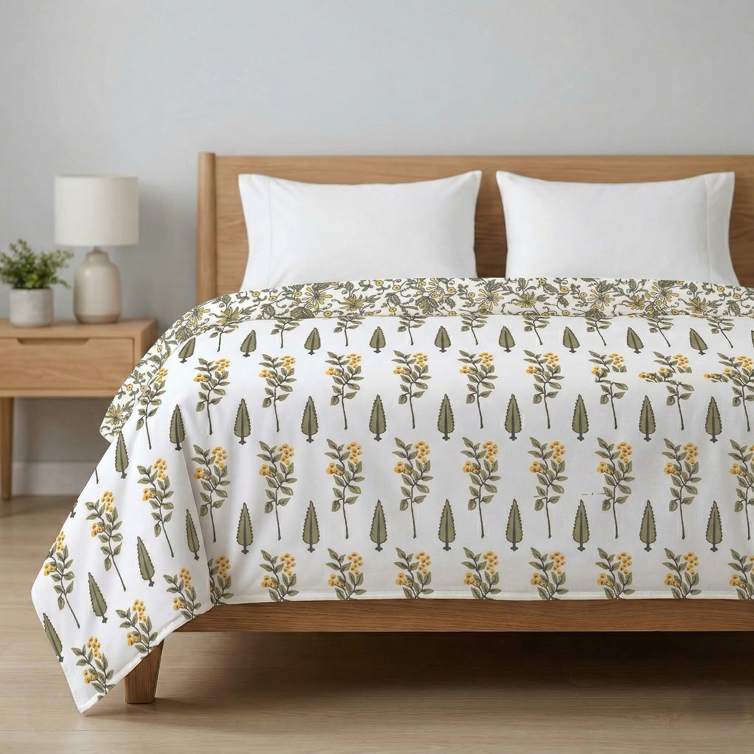 AYKA 100% Cotton Dohar Double Bed 85x96 Inch (216x244 cm) | 150 GSM Lightweight Cooling AC Blanket | Soft Breathable Modern Style Summer Comforter | Reversible Printed Quilt (9, Double) Kafalo