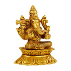 Svarup Brass Sitting Ganesha Idol in Gold Color Height 5 Inch Weight 0.37 Kg