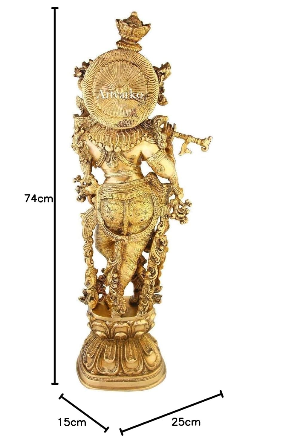 SVARUP Brass Krishna Idol in Gold Color Height 29 Inch