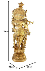 SVARUP Brass Krishna Idol in Gold Color Height 29 Inch