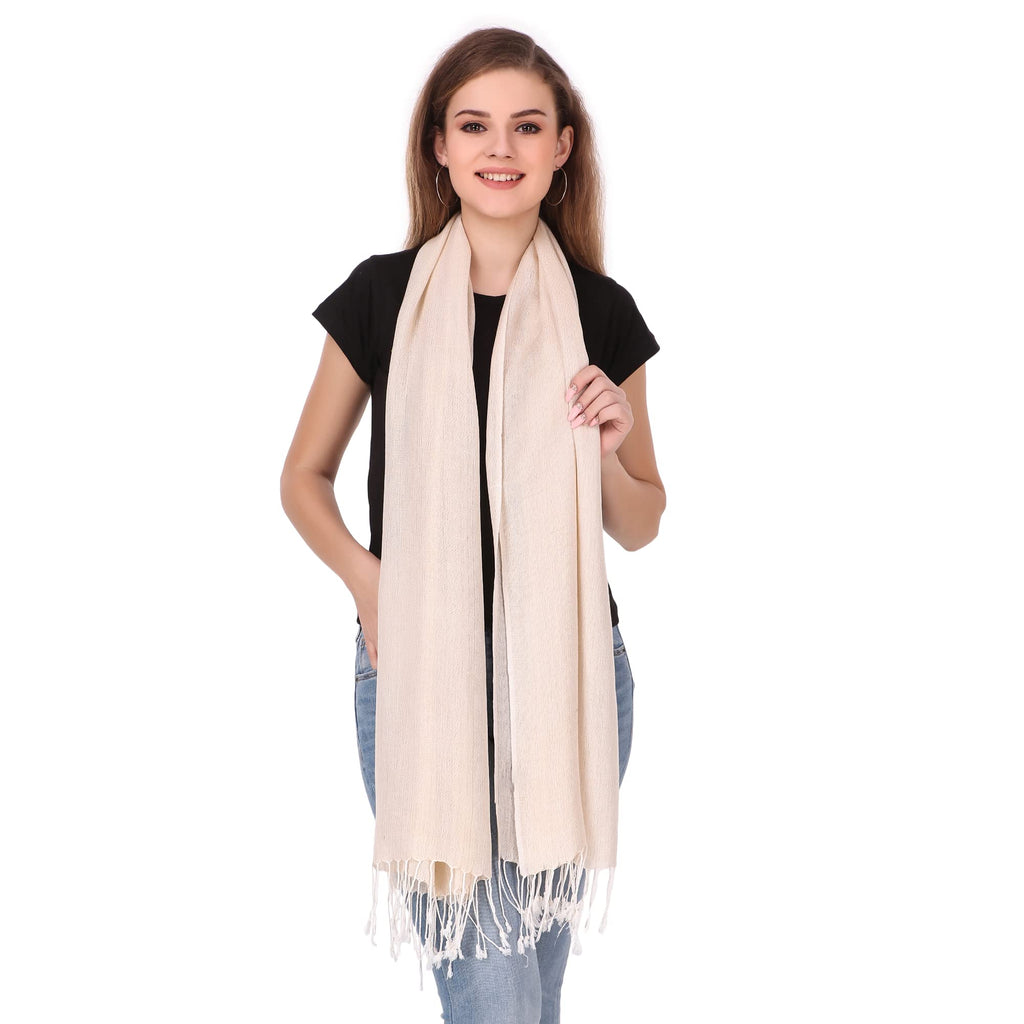 stole/scarf for girl/ladies Colour- Cream With Golden Zari soft viscose cotton blend ethnic pattern scarves pack of 1 ST-19