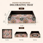 GKD Wooden Serving Tray for Tea & Coffee | Decorative Breakfast Tray with Handles | 11 x 11 Inch Square Snack Serving Tray for Dining Table, Kitchen, Ottoman, Coffee Table & Home Décor