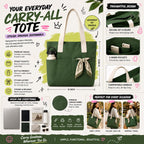 HOMELYA Explore Cotton Tote Bag for Women | Spacious Lightweight Shoulder Handbag for Office | College & Travel | Stylish Everyday Carry Bag (Olive)