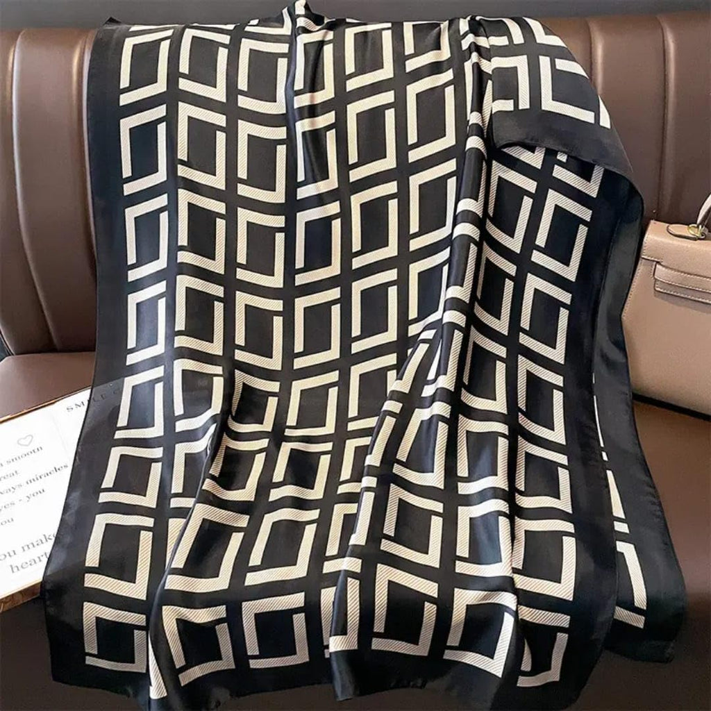 SWANKY Silk Stoles For Women Stylish Latest, Scarf for ladies & Girls, Head Neck Scarves, duppatta for girls (Black & White)