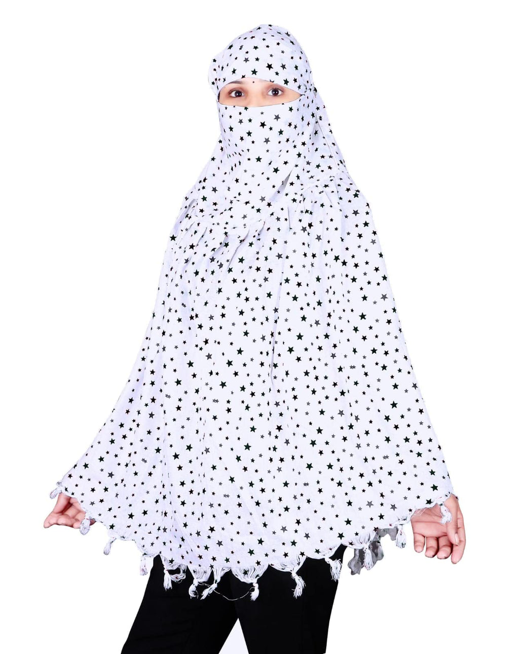 Navvi Pure Cotton Printed White Scarf for Women & Girls | Scarf with Head Cover | Scarves |Bandana| Hijab | Dupatta | Protection from Sunlight, Dust | Usable for Scooty, Bike