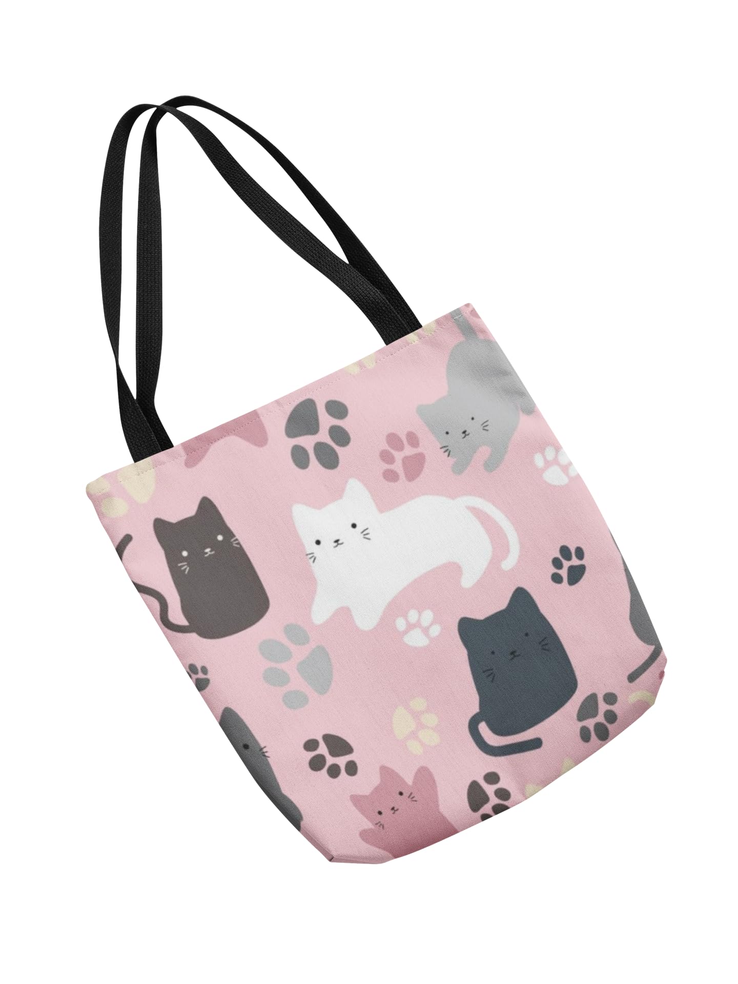 Whyt One Trendy Reusable Cotton Tote Bag with chain. Uses for Grocery Shopping, Beach Trips, and Daily Essentials and Graphic Print for Fashion Lovers. (Cats, Reguler)
