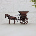 SVARUP Brass Horse Carriage Decorative Showpiece Animal Horse Antique Tanga Cart Home Decor Gift 5 Inch