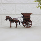 SVARUP Brass Horse Carriage Decorative Showpiece Animal Horse Antique Tanga Cart Home Decor Gift 5 Inch