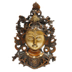 ARTVARKO Pure Brass Tara Face Tibetan Buddha Buddhist Idol Deity Mask Fengshui Vastu Wall Hanging Showpiece Decoration 11 Inch.
