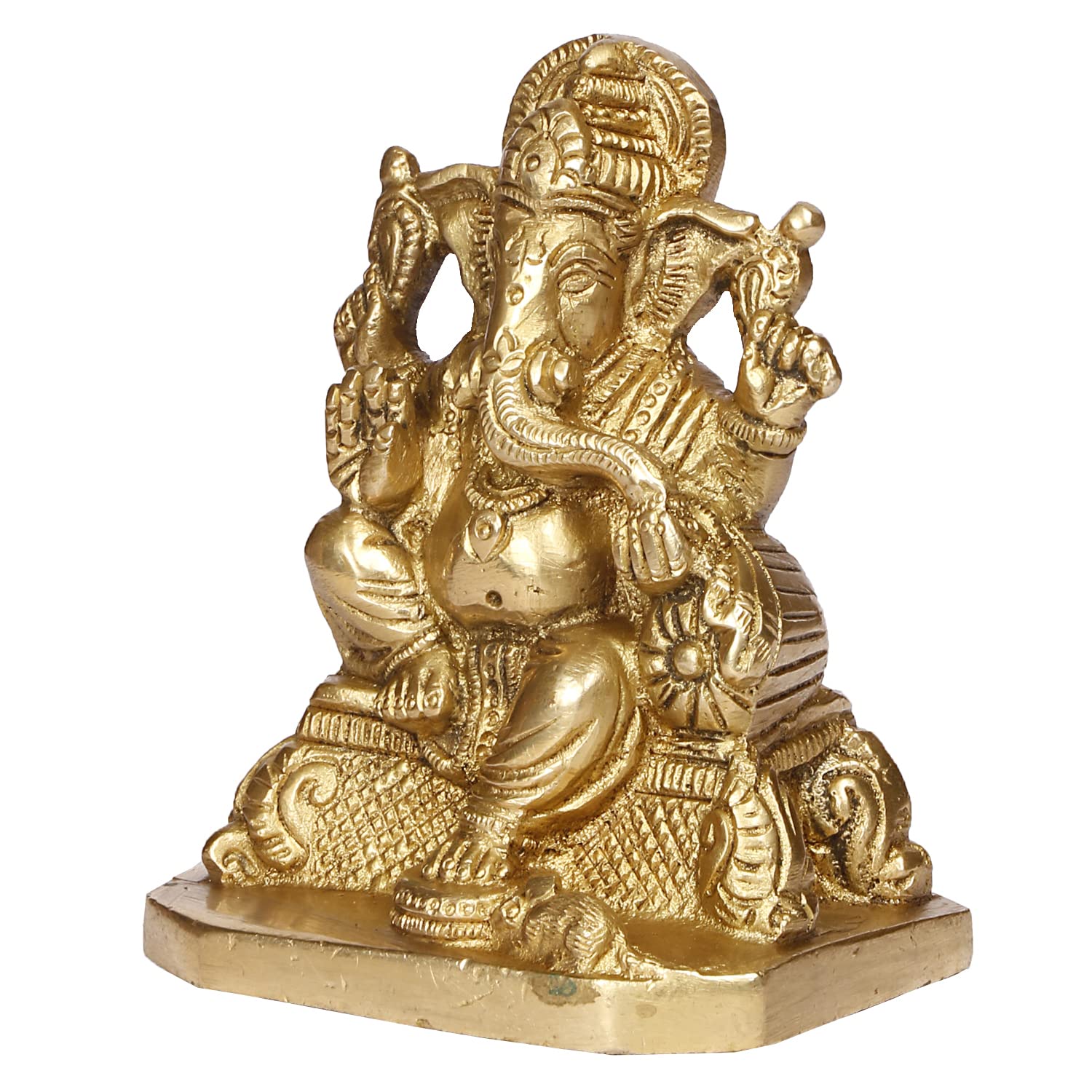 ARTVARKO Brass Ganesh Murti Ganpati Ganesha Bhagwan Statue Moorti Murti for Entrance Home Décor Diwali Decoration Pooja Ganesh Chaturthi Festival Corporate Good Luck Gift 4 Inch