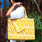 Artklim Box Style Tote Bag | Shoulder Handbag For College Office Daily Use | Gift Item For Women. (Yellow)