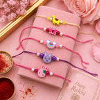 CraftVatika Rakhi for Kids Rakhi Set of 5 for Brother Sister Boys Girls Kids, Rakhis for Rakshabandhan, Designer Thread Raki for Toddlers Children, Rakshabandhan Combo with Best Wishes Card & Tillak