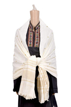 Prijam Women's Shawl (R 46 Gold zari_Off-White_One Size)