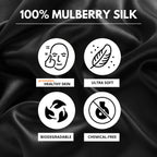 Friends of Meditation® 100% Mulberry Silk Sleep Mask – Pure Silk Eye Mask for Sleeping, Super Smooth Blackout Blindfold, Soft Adjustable Strap, Luxury Eye Cover for Travel, Meditation (Black)