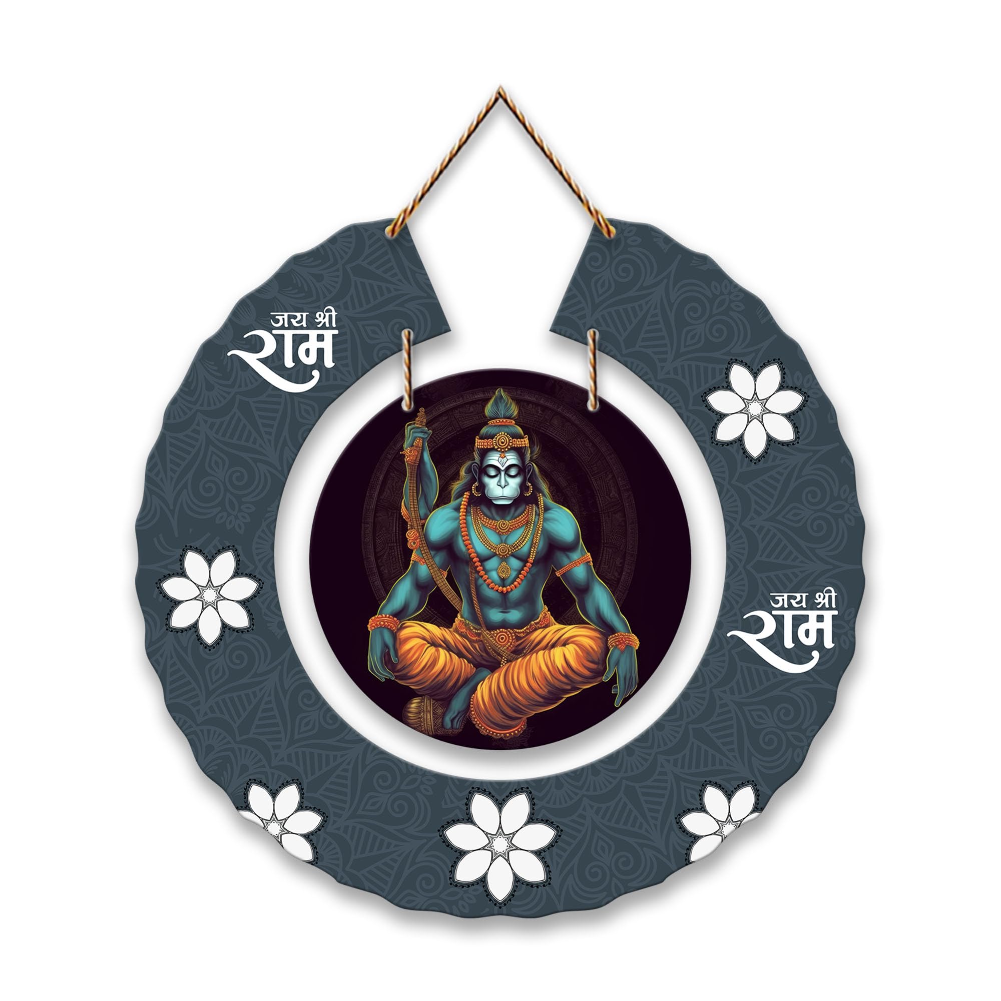 Artvibes Bajrangbali Round Shape MDF Wooden Wall Art for Home Decoration | Spiritual Decor Items | Wall Art Paintings | Wall Poster | Wall Accents| Stylish Modern Artwork | Gift Items (WH_9811N)